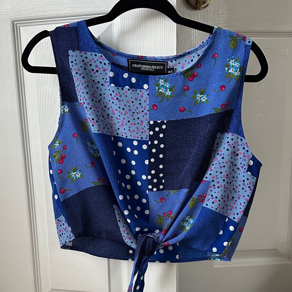 Vintage California Select Originals M Blue Patchwork Women's Top